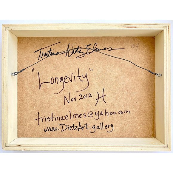 Longevity - Original Asian Fusion Wall Art Mixed Media Painting 9"x12" - Picture 8 of 8